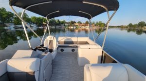 a small boat in a body of water